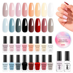 Nailshion 16-color nude gray palette swatches for versatile everyday looks.