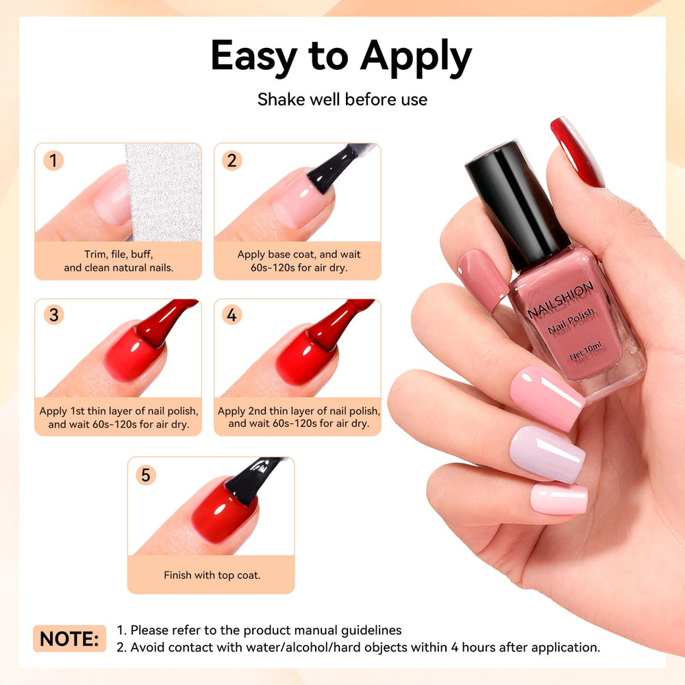 Nailshion color swatches show bright saturation with protective layers.