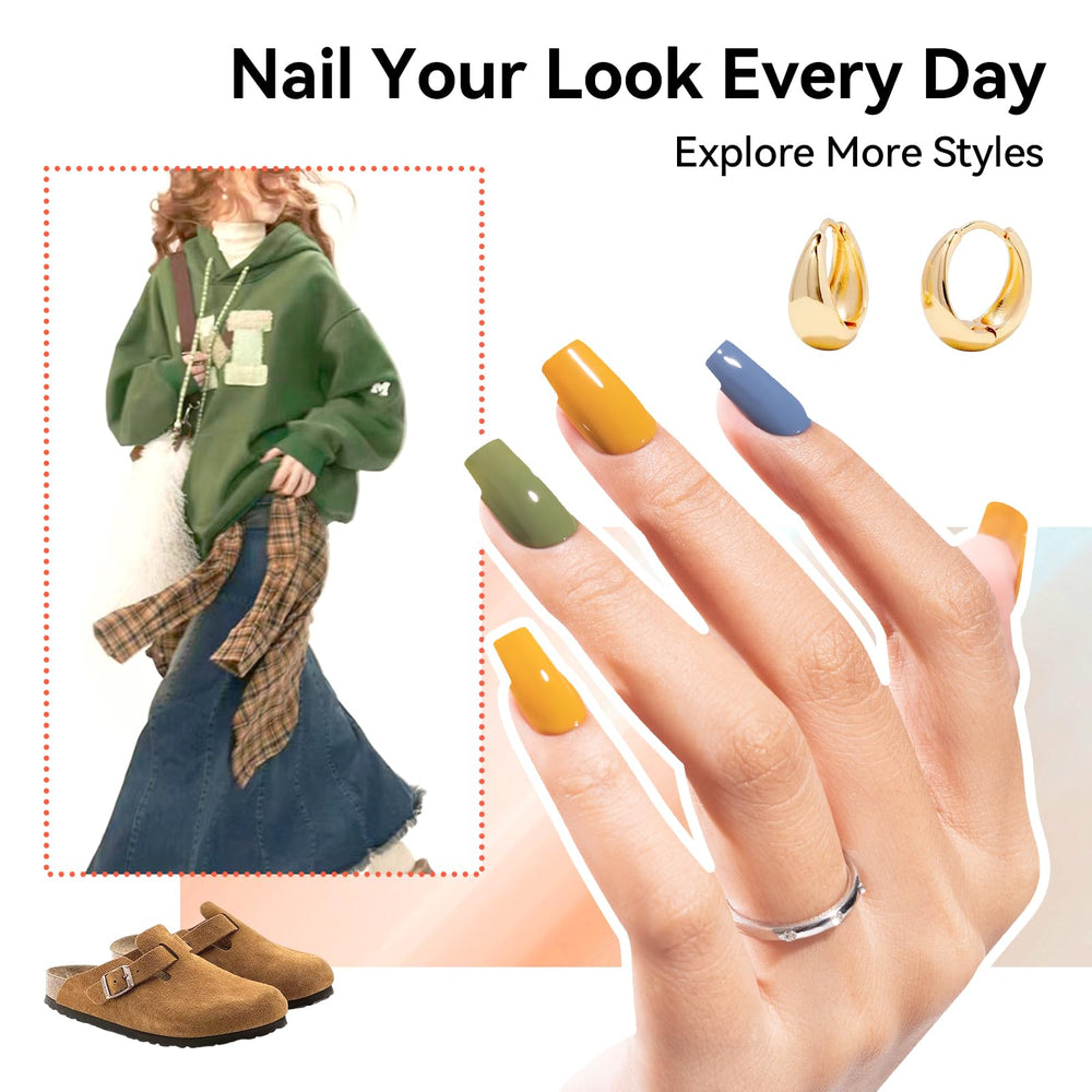 Nailshion nails with polish manicure showcases glossy finish.