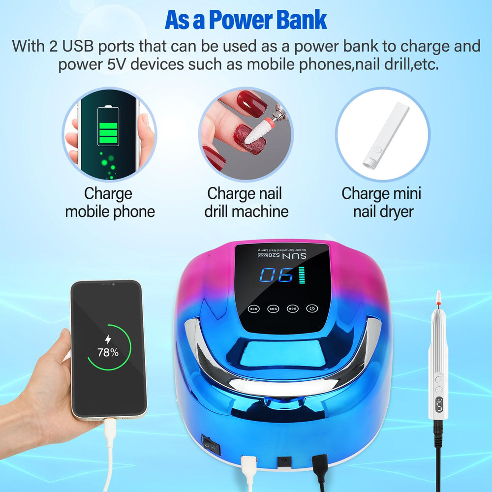 NailShow rechargeable UV LED nail lamp side view with quick charging