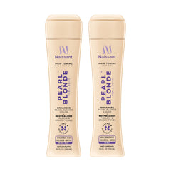 Naissant Pearl Blonde purple shampoo bottle neutralizes yellow tones for brighter results.