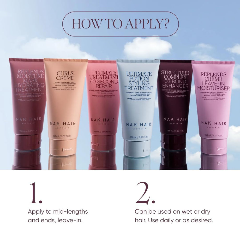 NAK Hair Australia Signature Replends Creme creamy texture on hand for detangling