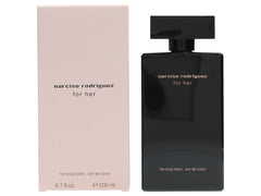 Narciso Rodriguez for Her packaging on a clean display for premium care