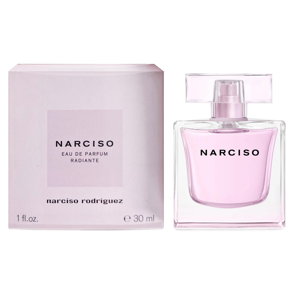 Narciso Rodriguez Radiante EDP bottle representing radiant floral musk for everyday sophistication.