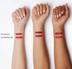 NARS38 Cruella application swatch shows rich pigment for defined lips.