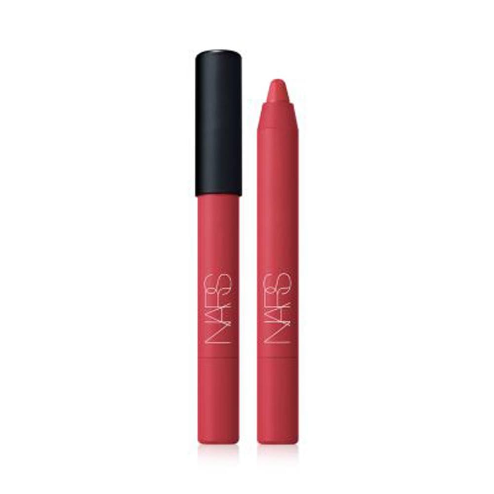 NARS Powermatte Dragon Girl lip pencil swatch showing bold color with long-lasting wear.