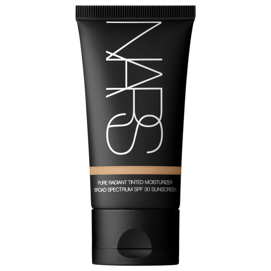 NARS Pure Radiant Tinted Moisturizer bottle showing lightweight color and SPF 30 protection.