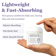 Narvokey soothing comfort cream being applied to the hand for moisturizing relief.