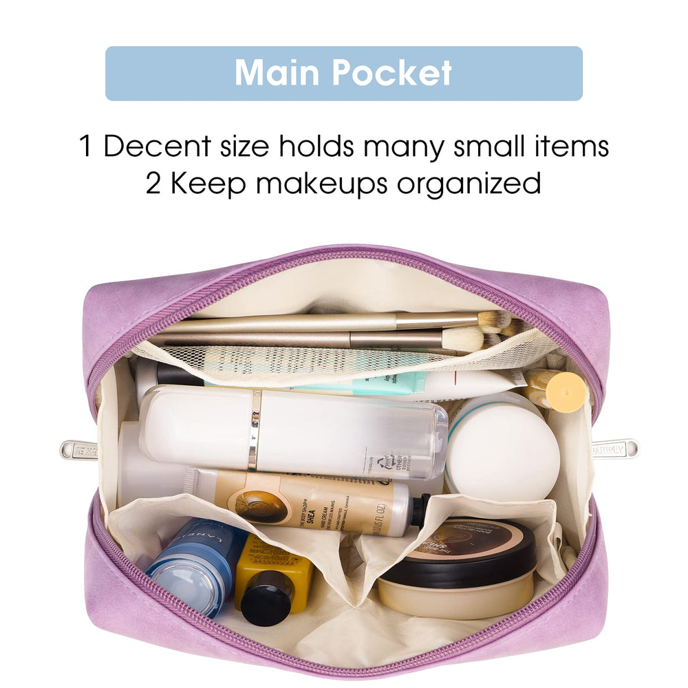 Narwey large bag with double zippers for secure, smooth access to cosmetics