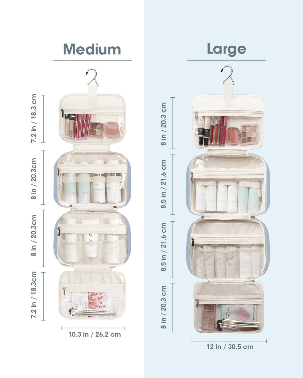 Narwey bag fits full-size essentials for efficient packing.