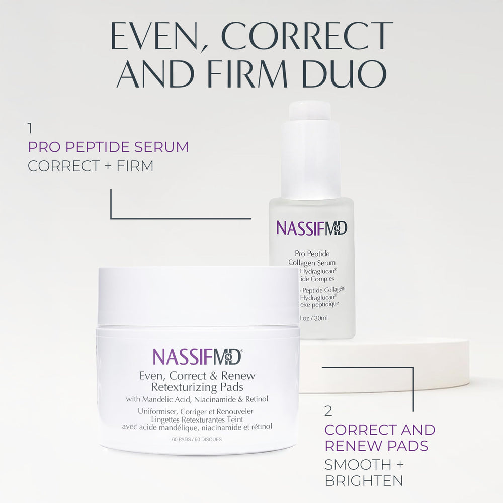 Before-and-after concept with NassifMD pads suggesting texture improvement