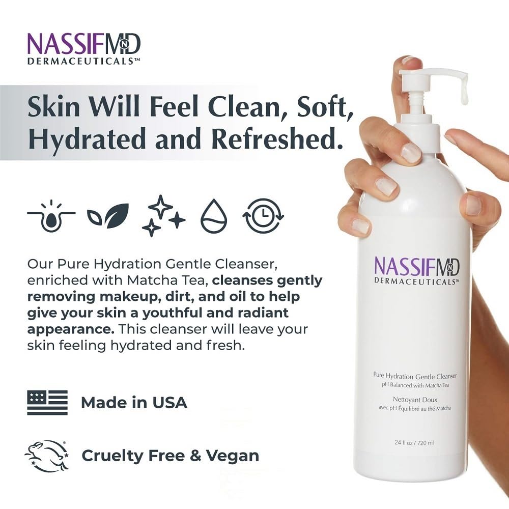 NassifMD daily-use routine pictured with cleanser in sink.