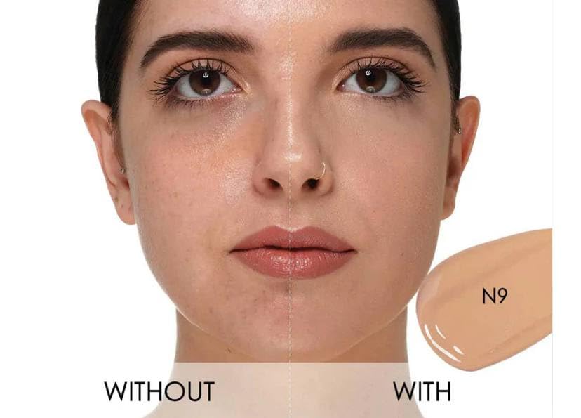 Natasha Denona HY-Glam Concealer N9 under-eye application shows smooth, precise coverage.