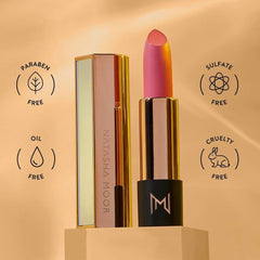 Natasha Moor Silk Suede lipstick offers long-wearing waterproof color.