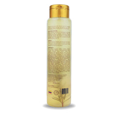 Shampoo bottle on bathroom shelf ready for daily cleansing.