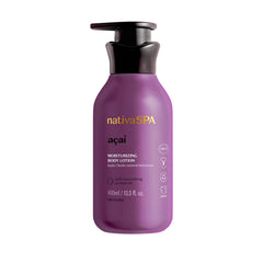 Nativa Spa Acai moisturizing body lotion pump dispenser for easy, long-lasting hydration.