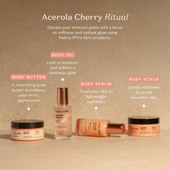 NATIVA SPA Acerola Cherry Renewing Body Oil packaging emphasizes eco-friendly formula.