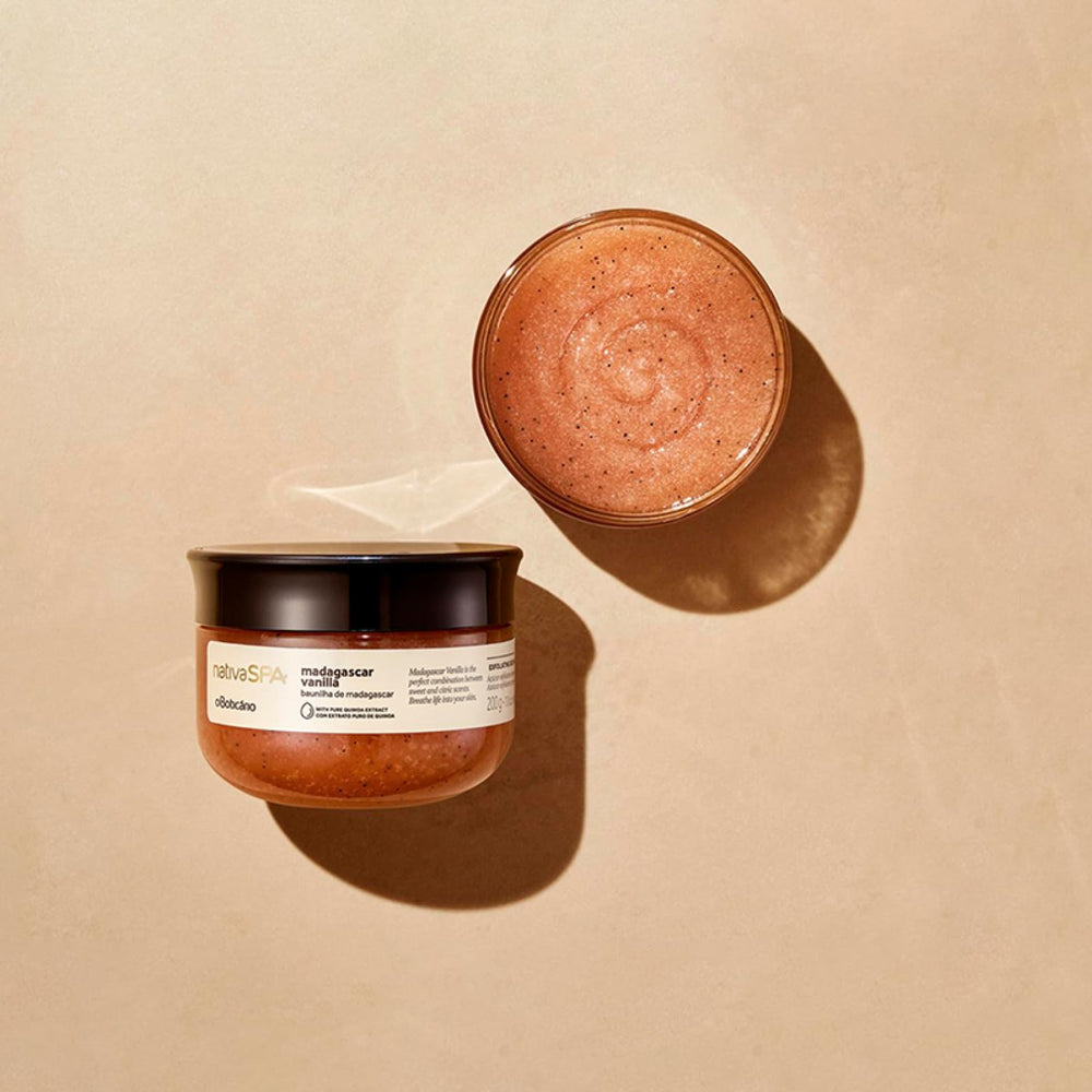 NATIVA SPA Madagascar Vanilla quinoa oil highlight, nourishes skin for lasting moisture.