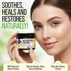 Nativae Helichrysum Balm texture swatch highlighting light, non-greasy moisturization.