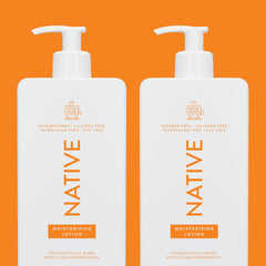 Native Body Lotion 2-pack display emphasizes seasonal pumpkin spice scent and bundle value.