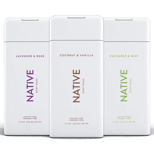 Native Body Wash 3 Pack cucumber mint bottle for a refreshing cleanse