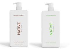 Native Body Wash Coconut Vanilla bottle with pump for easy dispensing and refreshing cleanse.