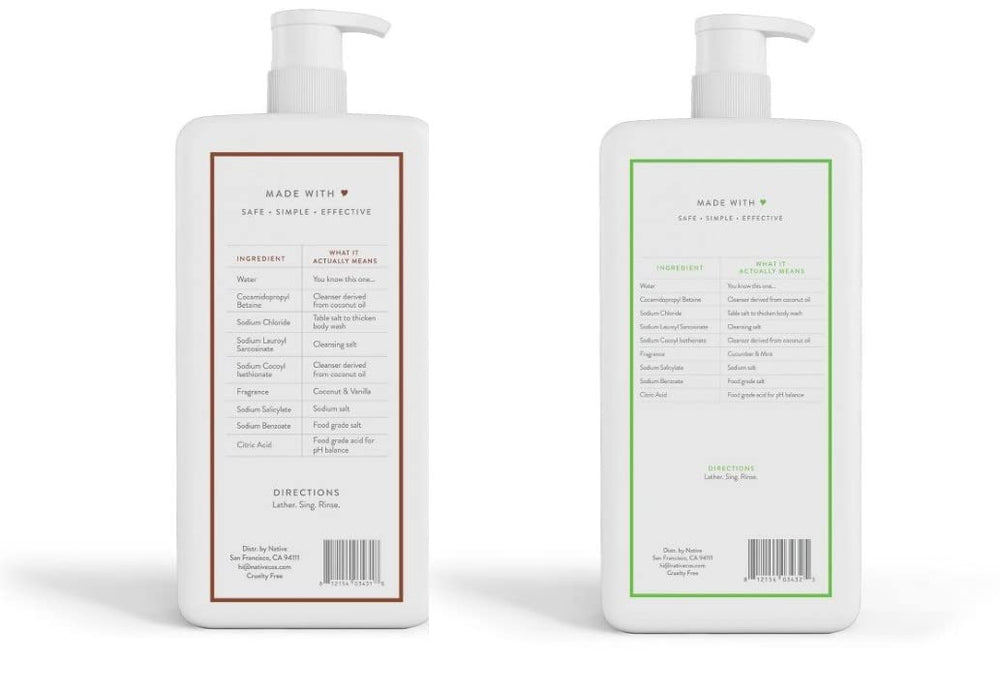 Native Body Wash Cucumber Mint bottle with pump for a cooling, invigorating shower.