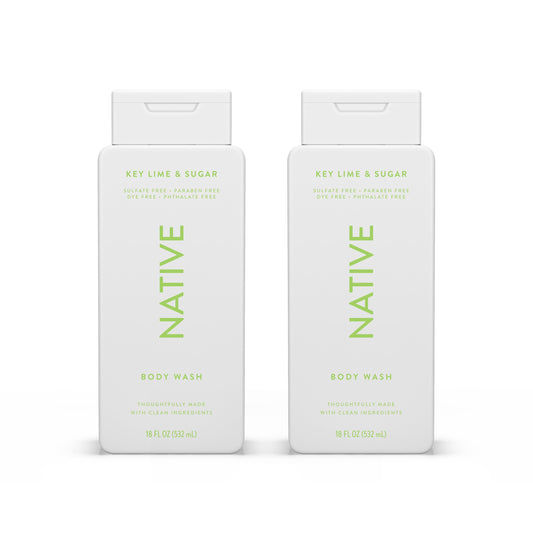 Native Body Wash Key Lime & Sugar bottle with refreshing aroma for a spa-like shower