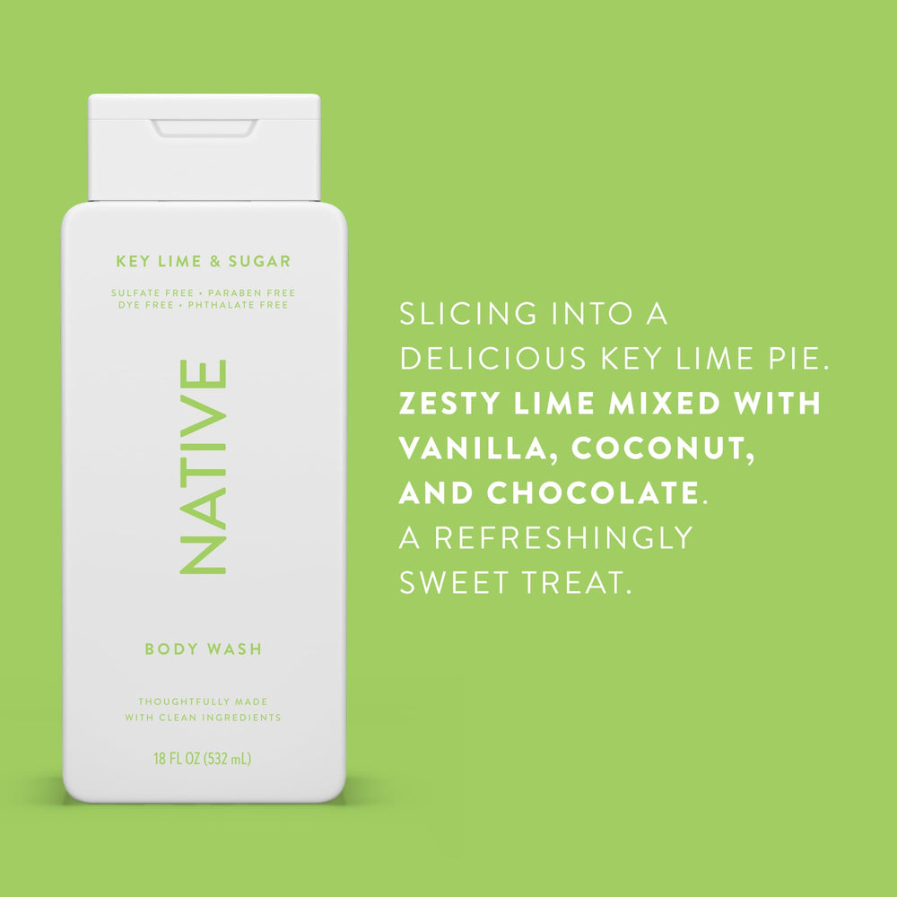 Native Body Wash ingredients close-up showing plant-based cleansers