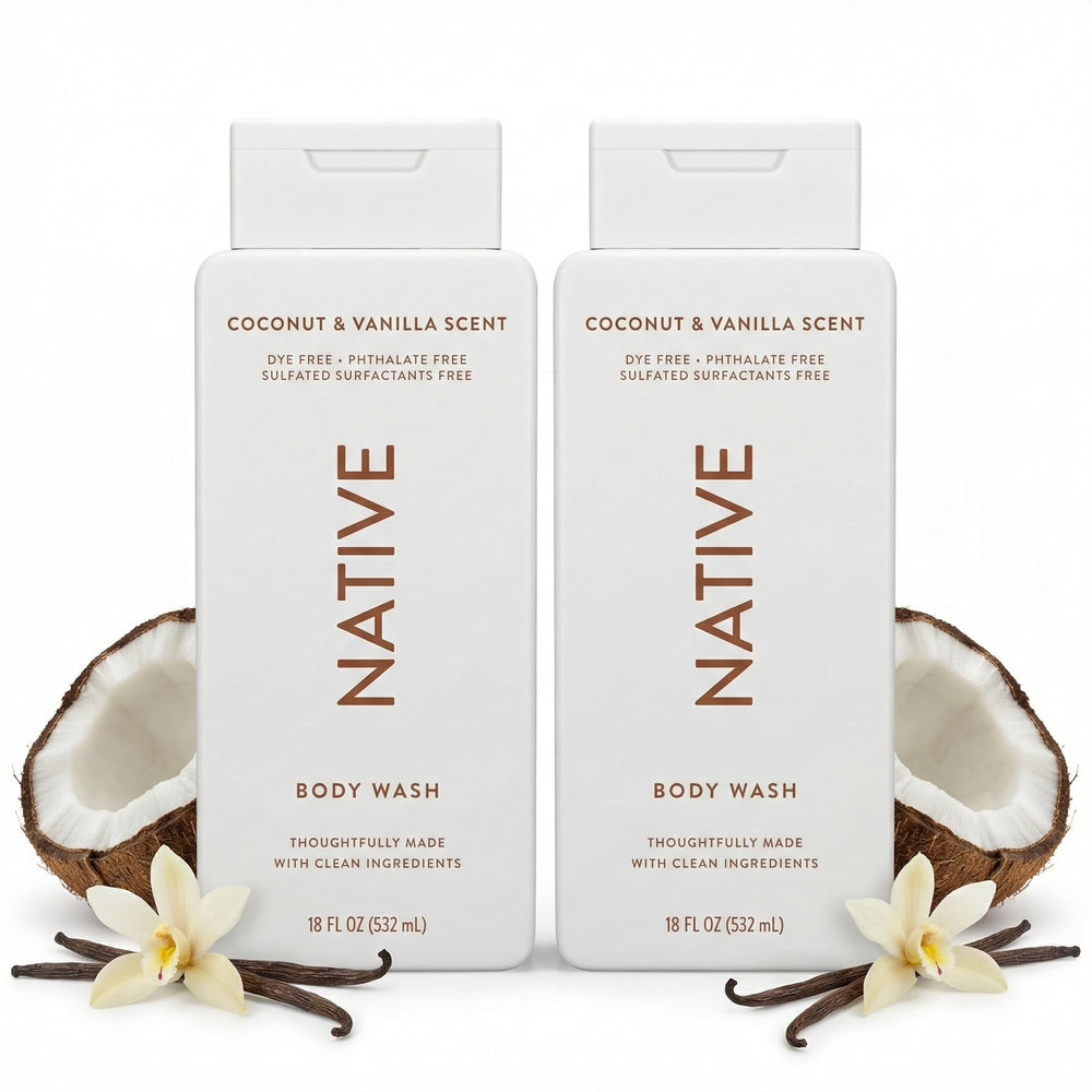 Native Coconut Vanilla body wash two-pack bottles for all skin types