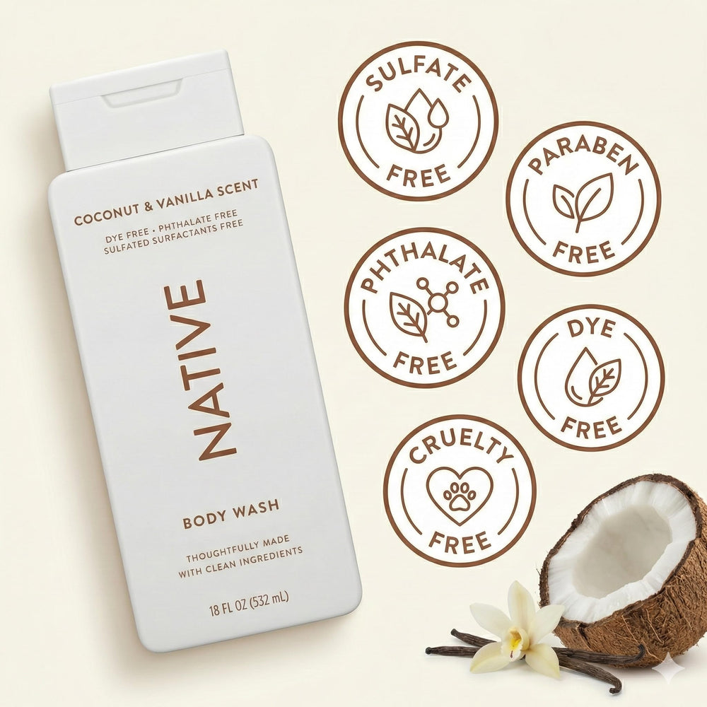 Close-up of rich lather from Native Coconut Vanilla wash