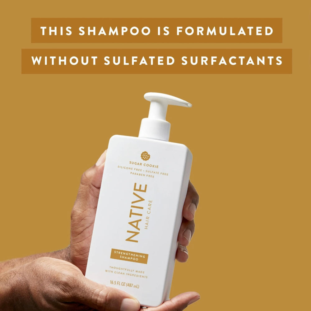 Native conditioner texture close-up hints at glossy, easy-to-style hair.