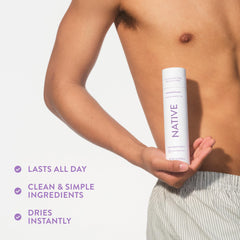 Native Deodorant packaging emphasizes travel-friendly size for everyday use.