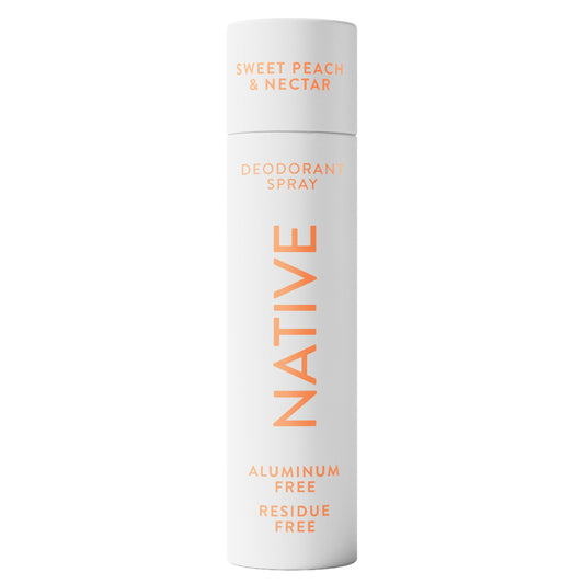 Native Sweet Peach and Nectar deodorant spray bottle for 72-hour odor protection