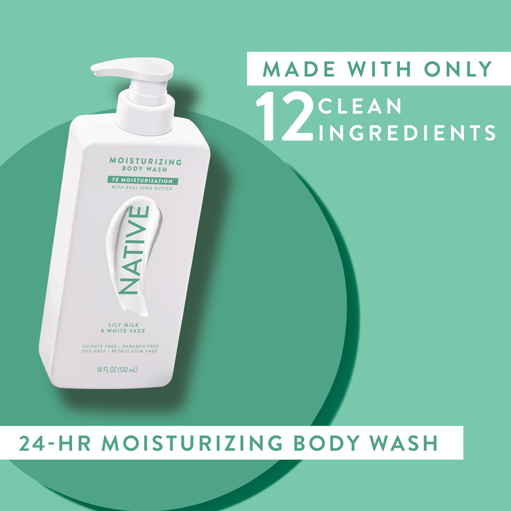 Native Moisturizing Body Wash in shower scene with rich lather