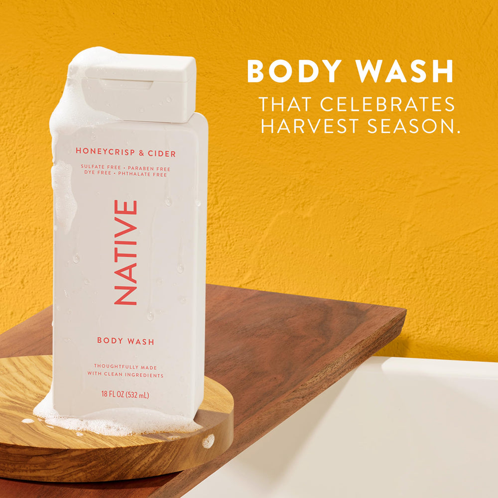 Native natural ingredients label highlights clean, gentle cleansing