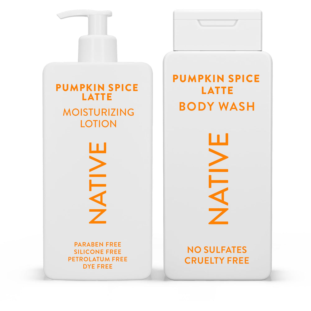 Native Pumpkin Spice Latte bundle: body wash and lotion for cozy seasonal skin care