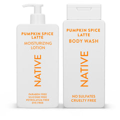 Native Pumpkin Spice Latte bundle: body wash and lotion for cozy seasonal skin care
