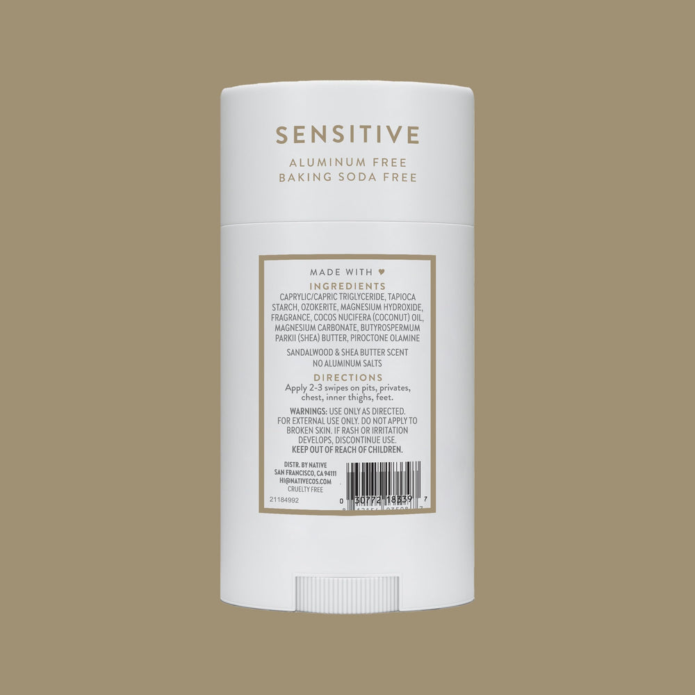 Native sensitive skin deodorant suitable for chest, underarms, and more.