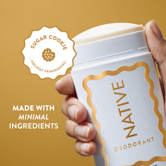 Close-up of Native deodorant cap highlighting aluminum-free formula for sensitive skin