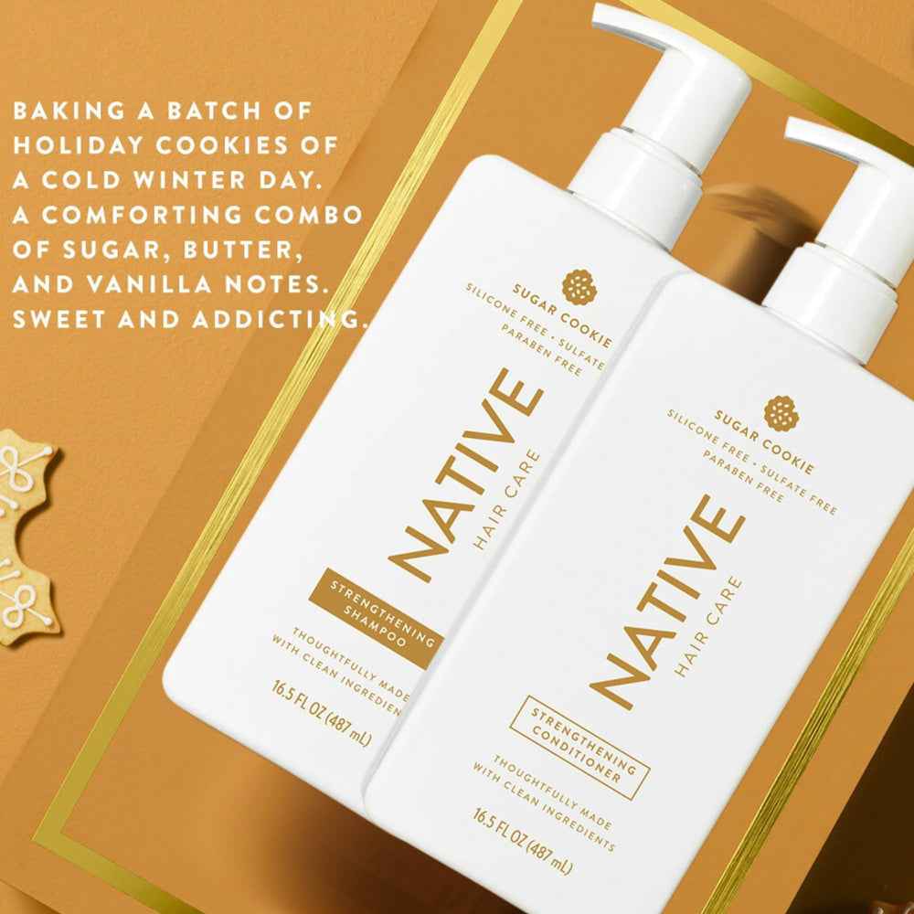 Native Sugar Cookie label close-up emphasizes a clean, ingredient-forward formula.