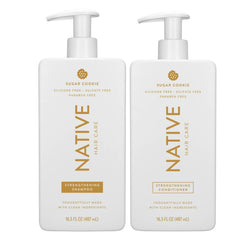 Native Sugar Cookie shampoo bottle with a festive scent for refreshed, clean hair.
