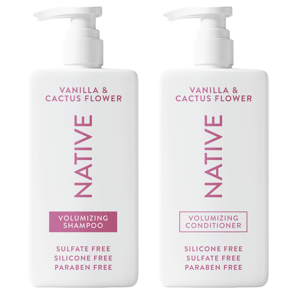 Native Vanilla & Cactus Flower 2-in-1 shampoo bottle with gentle cleansing and fragrance.
