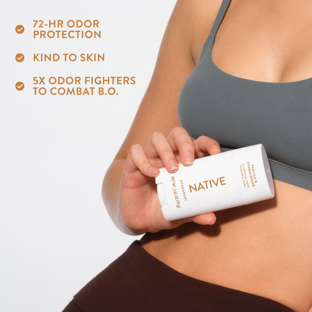 Tea tree oil and arrowroot visual suggesting odor control and moisture balance.