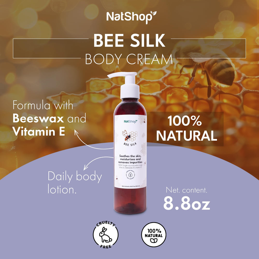 NatShop Beeswax Moisture-Lock formula shown preserving moisture for all-day comfort.
