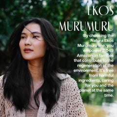 Natura Ekos Murumuru Restoring Shampoo packaging emphasizes eco-friendly refill packaging.