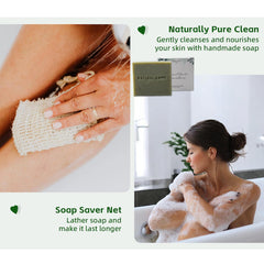 Natural Amor Green Spa Gift Set soap saver net for easy rinsing.