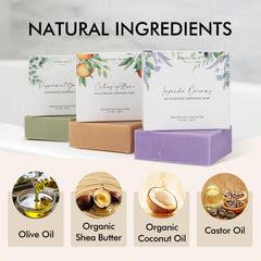 Natural Amor Peppermint soap bar showing cool, refreshing lather for invigorating shower experiences