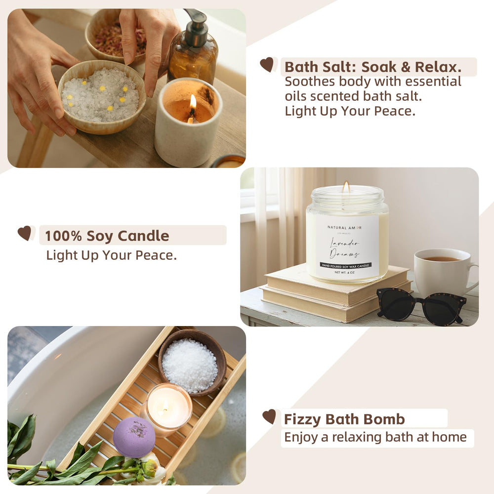 Natural Amor Los Angeles lavender bath salt enhances a calming bath ritual.