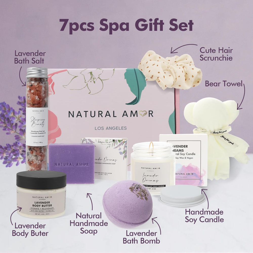 Natural Amor Los Angeles lavender candle creates a calming ambiance for unwinding.